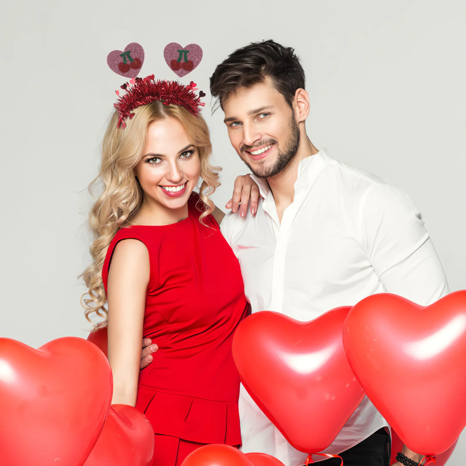 12-個バレンタインハートヘッドバンドレッド宝石付きラブハート帽子女性ホリデーパーティーヘアバンドフェスティバル結婚式