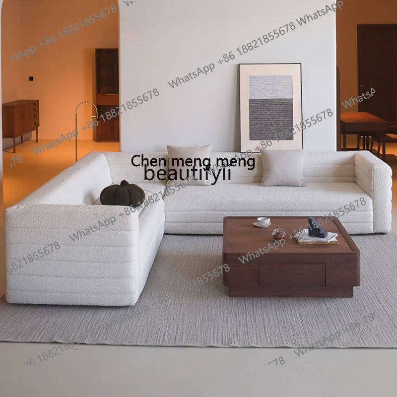 

Italian Minimalist Cream Style Straight Row Three-Seat Fabric Sofa Corner Art-Sofa Recliner