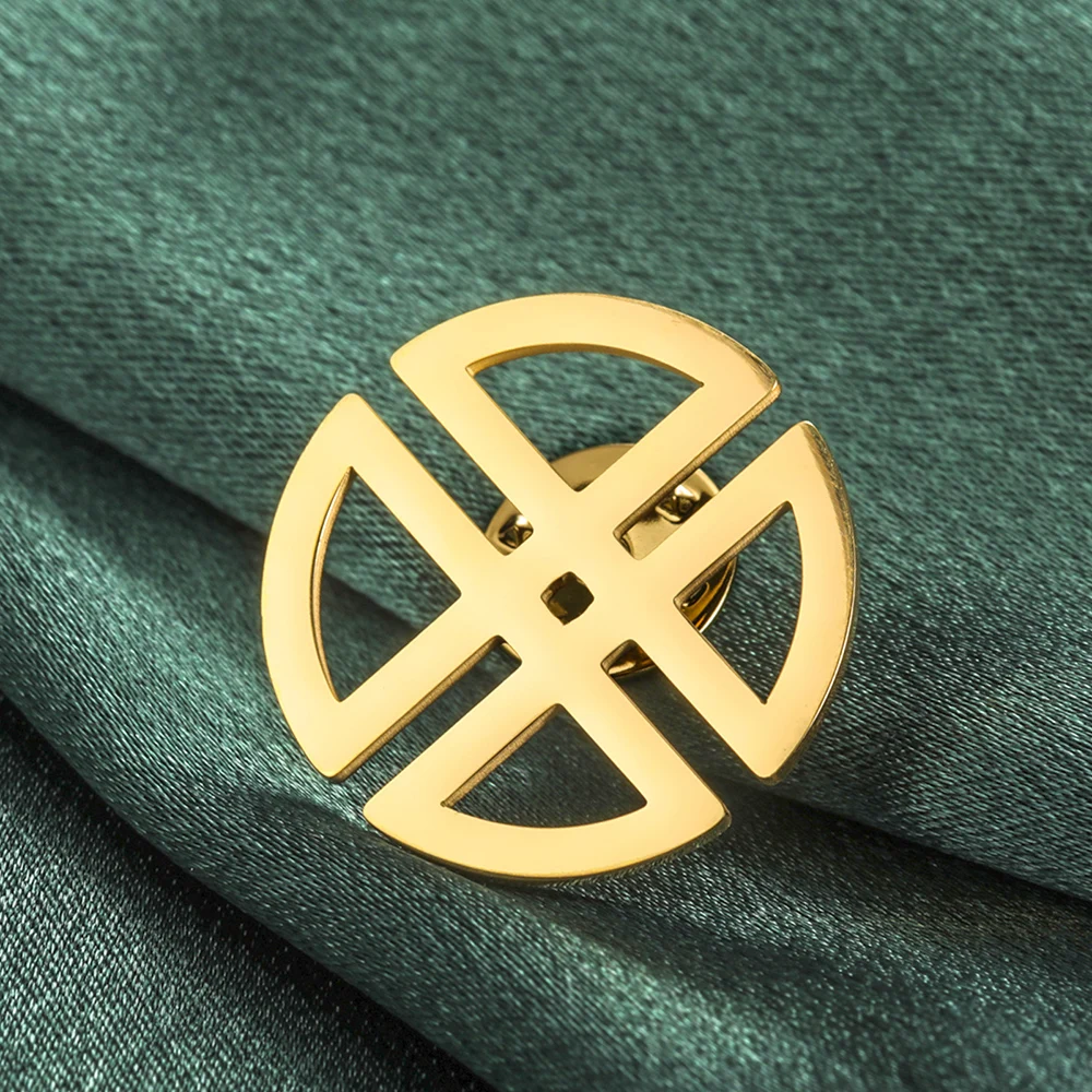 Dawapara Celtics Shield Knot Brooch Pins Irish Protection Talisman Good Luck Symbol Stainless Steel Jewelry