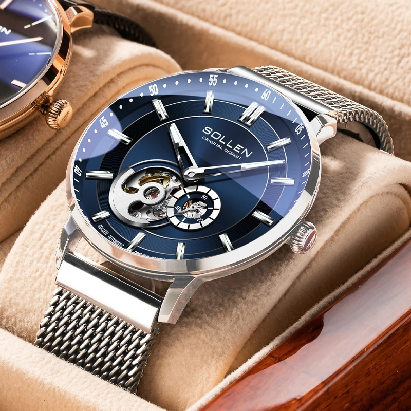 

Switzerland Luxury Brand SOLLEN Japan MIYOTA Automatic Mechanical Men's Watches Luminous Waterproof Dual Skeleton Clocks SL365