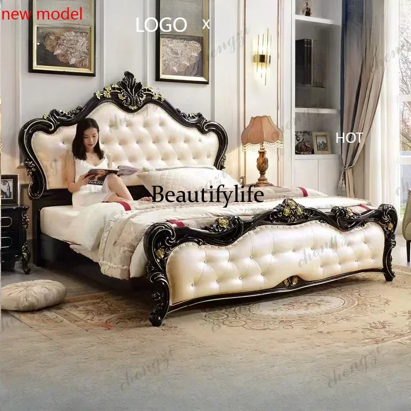 M138 Headboard Bed Frame Waterproof Europen Floor Frames Bases Bed Luxury Full Set High Camas De Dormitorio Home Furniture