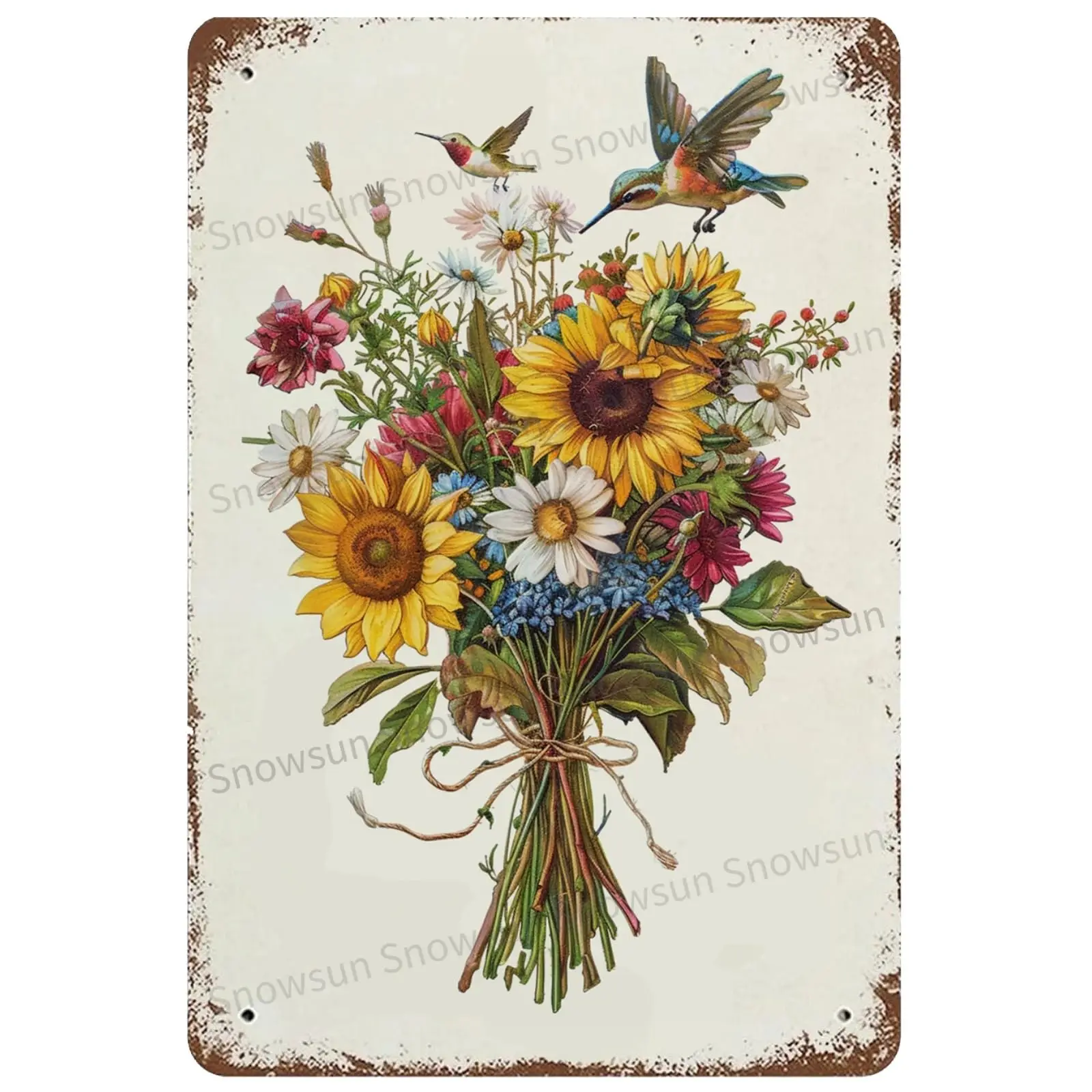 Metal Tin Sign Wildflower Bouquet Flower Plant Rerto Sign Aluminum Vintage Sign Gift for Home Kitchen Garden Yard Wall Bedroom C