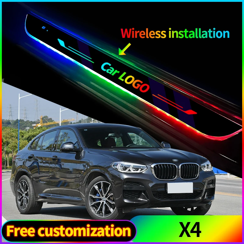 Acrylic USB Power Moving LED Welcome Pedal Car Scuff Plate Pedal Door Sill Pathway Light For  BMW X4 F26 G02 Auto Accessories