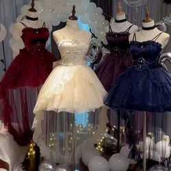 Lolita Tea Break Fairy Tale Princess Skirt Women's Birthday Small Gift Dress High Waist Polyester Sleeveless A-Line Gown