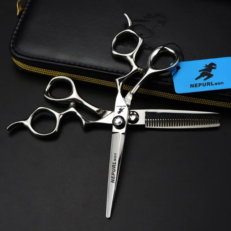 

Nepurlson Professional Hairdressing Scissors 6 Inch Salon Hair Scissors Barber Cutting Scissors Thinning Hairdressers Shears