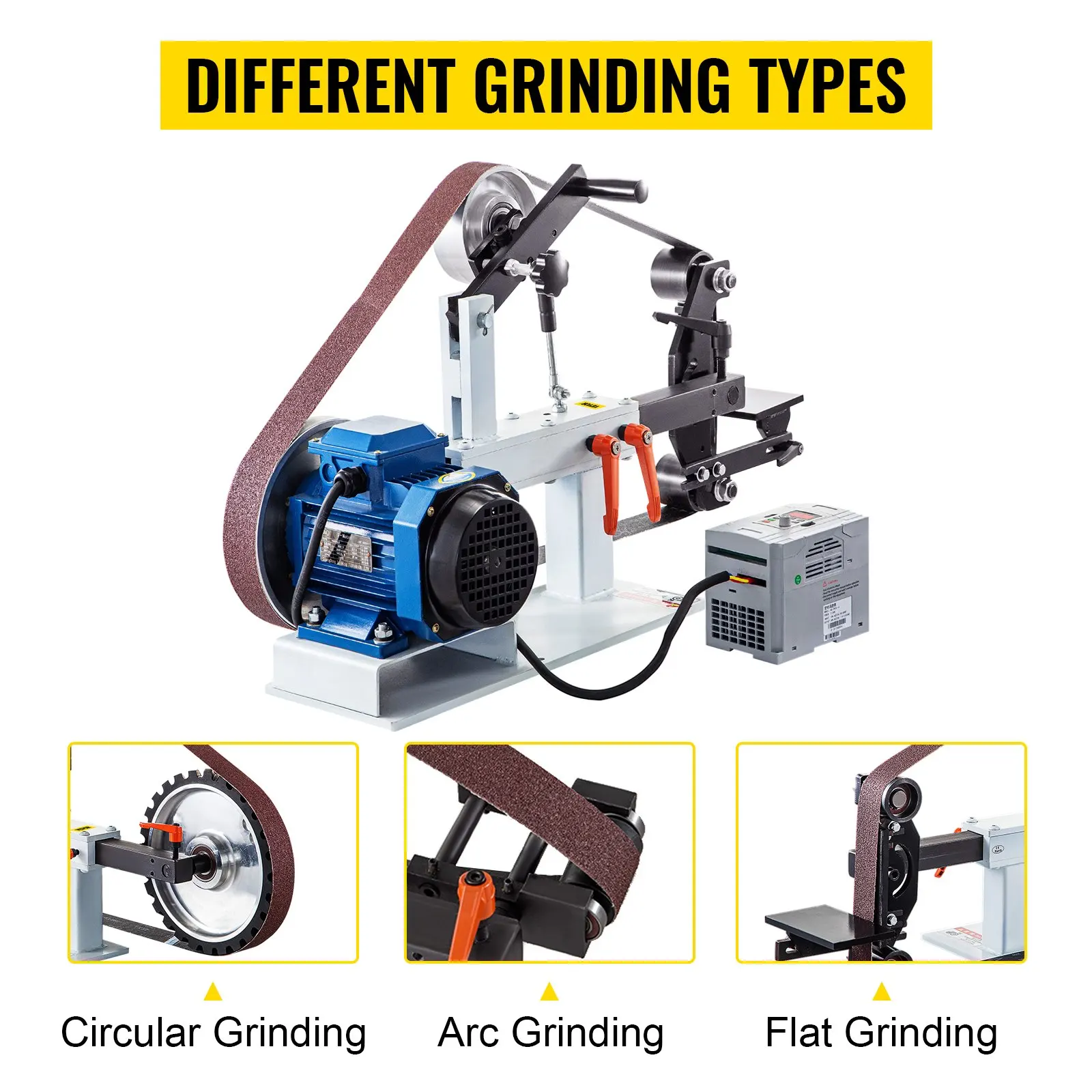 

1500W 2HP Belt Sander Grinder, Variable Speed Belt Grinder For Metalworking, 3 In 1 Belt Sander Polisher With 3 Grinding Moulds