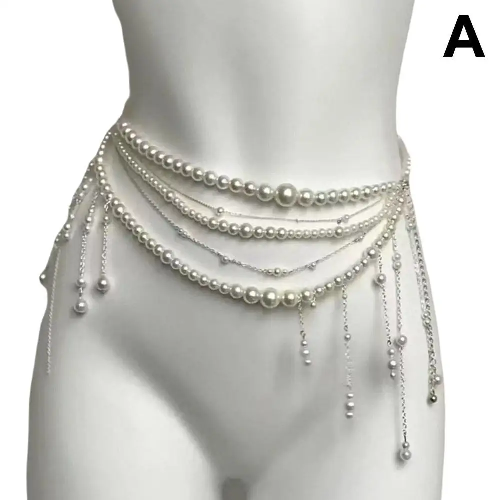 Fashion Vintage Belt Multi-layer Pearl Waist Chain For Women