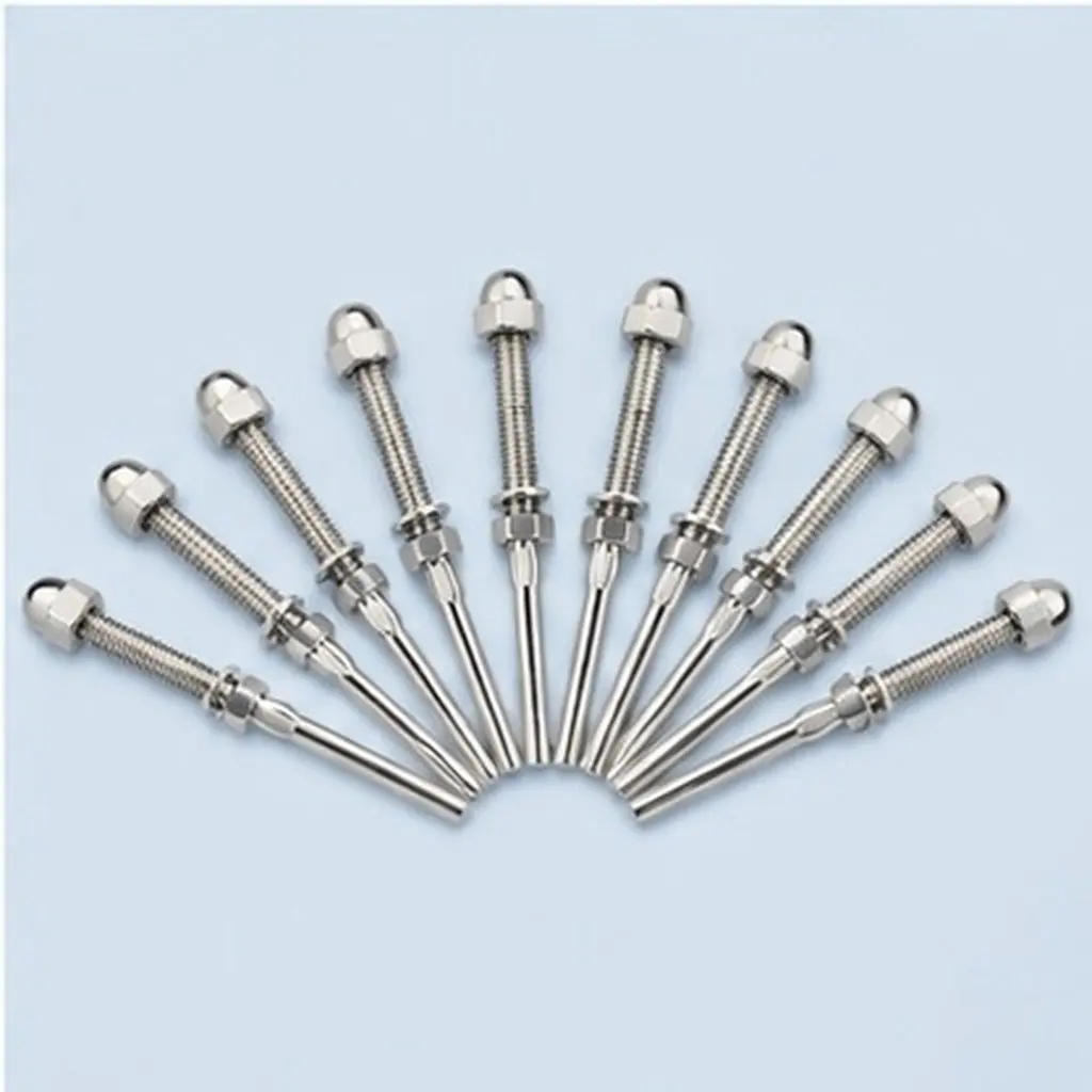 10Pcs Marine Grade T316 Stainless Steel Threaded Stud Cable Railing Terminal Fitting for Deck Stair Garden Cable Railing