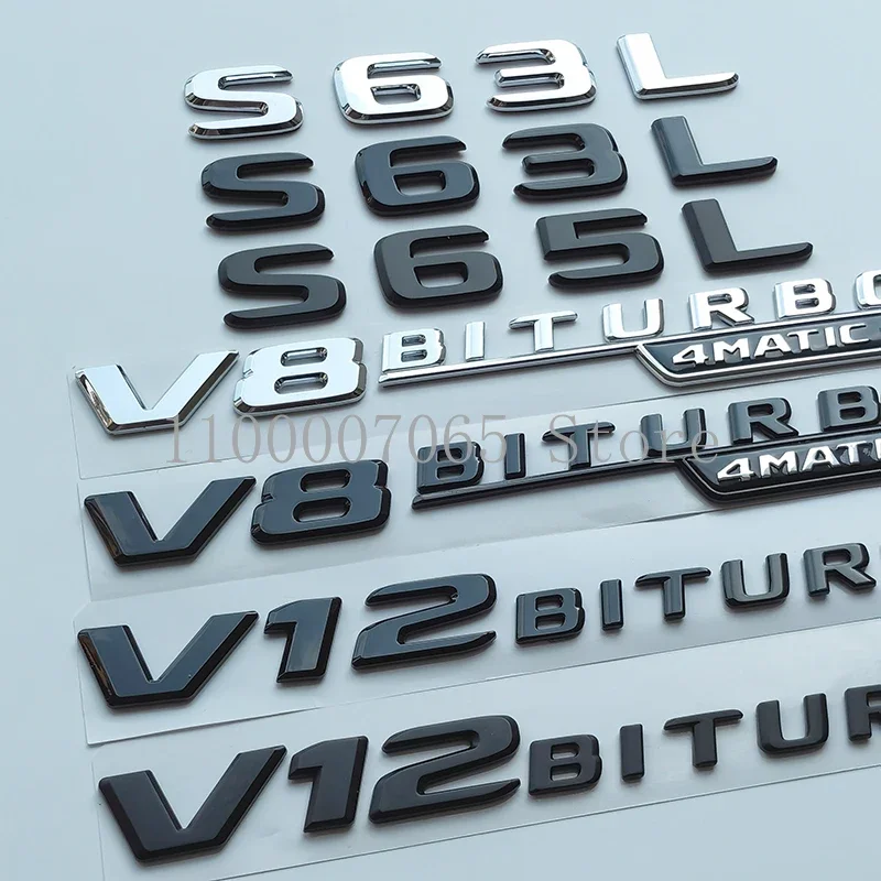 2017 Flat Letters S63 S65 S63L S65L V8 Biturbo 4matic+ ABS Emblem for Car Fender Trunk Nameplate Logo Sticker