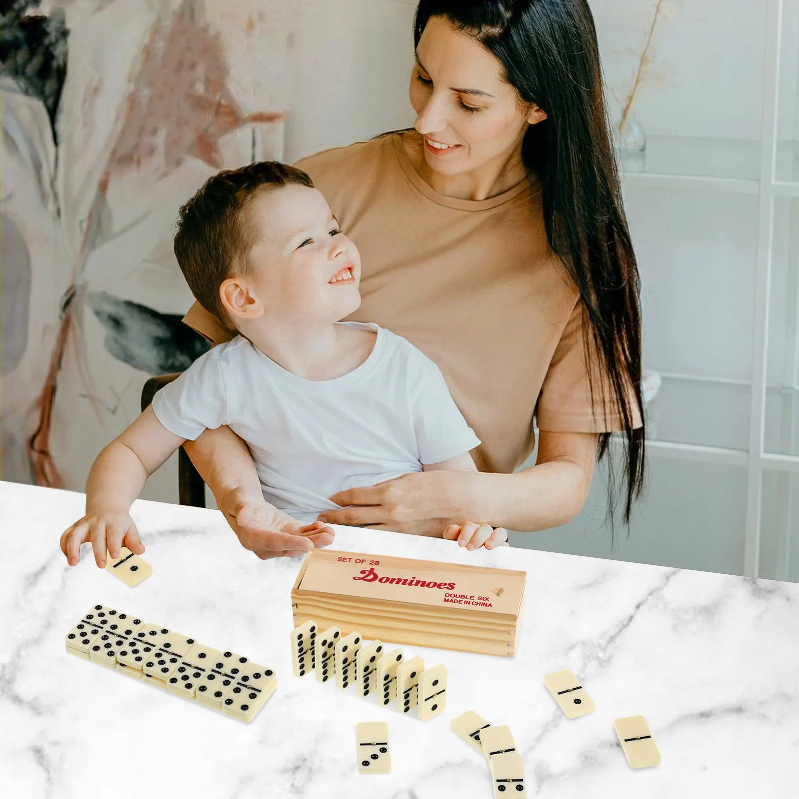 

Domino Board Game Block Playthings Games for Family Night Adults Boards Dominoes