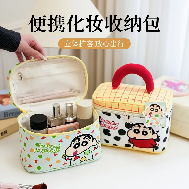 Crayon Shin-chan Cosmetic Bag Cartoon Makeup Bag Cute Large Capacity Kawaii Bags Travel Storage Bag Portable Handbag