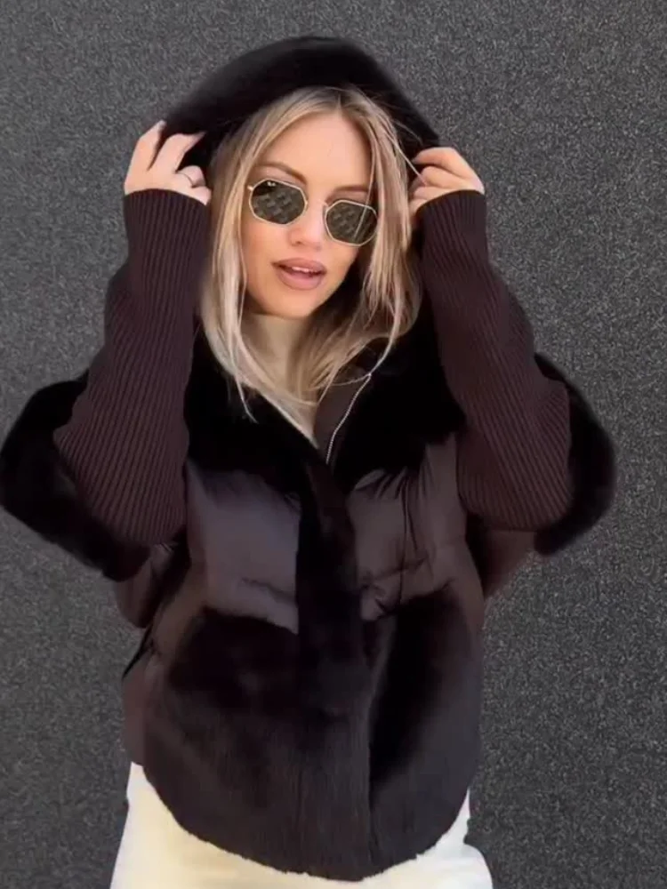 

Autumn Winter Women Hooded Patchwork Warm Cotton Coat 2025 New Women Cotton Padded Jacket Oversize Outerwear Women Parka Coat