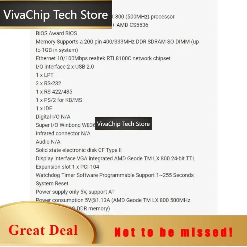 VivaChip TechPM-LX-800-R11 100%OK PCI104 Mainboard Original Fanless IPC CPU Board PC/104 Embedded Industrial Motherboard