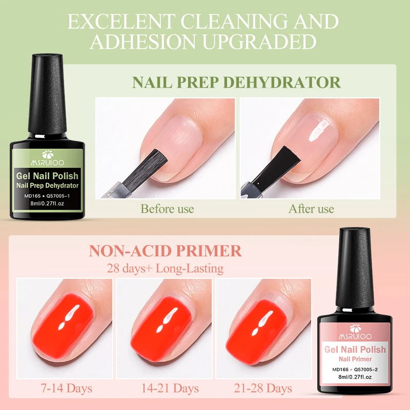8ml Nail Prep Dehydrator And Acid-Free Primer Gel Nail Polish No Need Of UV LED Lamp Base Top Coat Nail Art Varnish Manicure