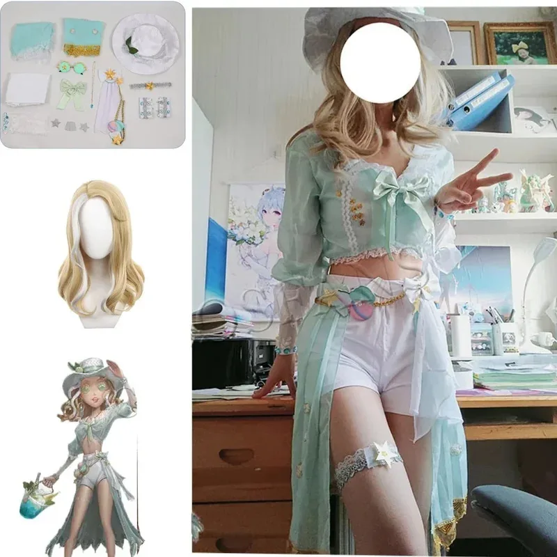 

Костюмы Game Identity V Survivor Barmaid Demi Bourbon Sea Salt Mocktail Skin Косплей Костюм Униформа Парик Хэллоуин yi;4