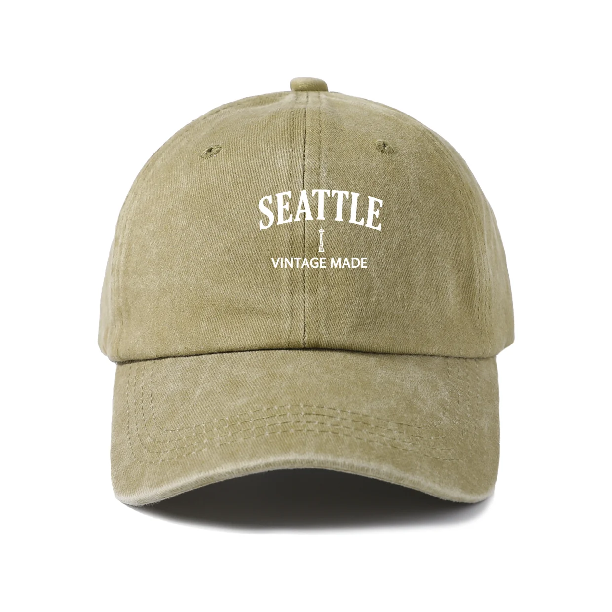 Seattle Graphic Vintage Washed Baseball Cap, Adjustable Unisex Dad Hat for Men and Women