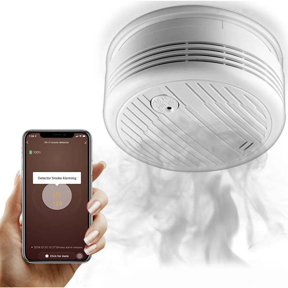 

Беспроводной датчик дыма и протечек с Wi-Fi, сигнализация для дома, белый, высокая стабильность, компенсация температуры, для гостиной и офиса