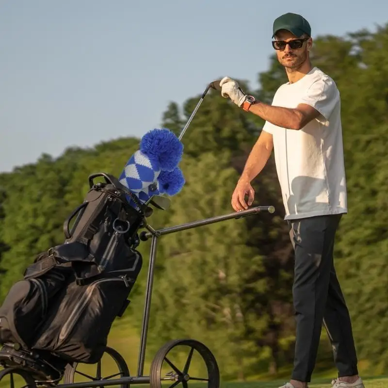 U2JB 3Pcs Knitted Golfing Club Head Covers Golfing Club Accessories Knitted Golfing Driver Headcover Golfing Head Covers
