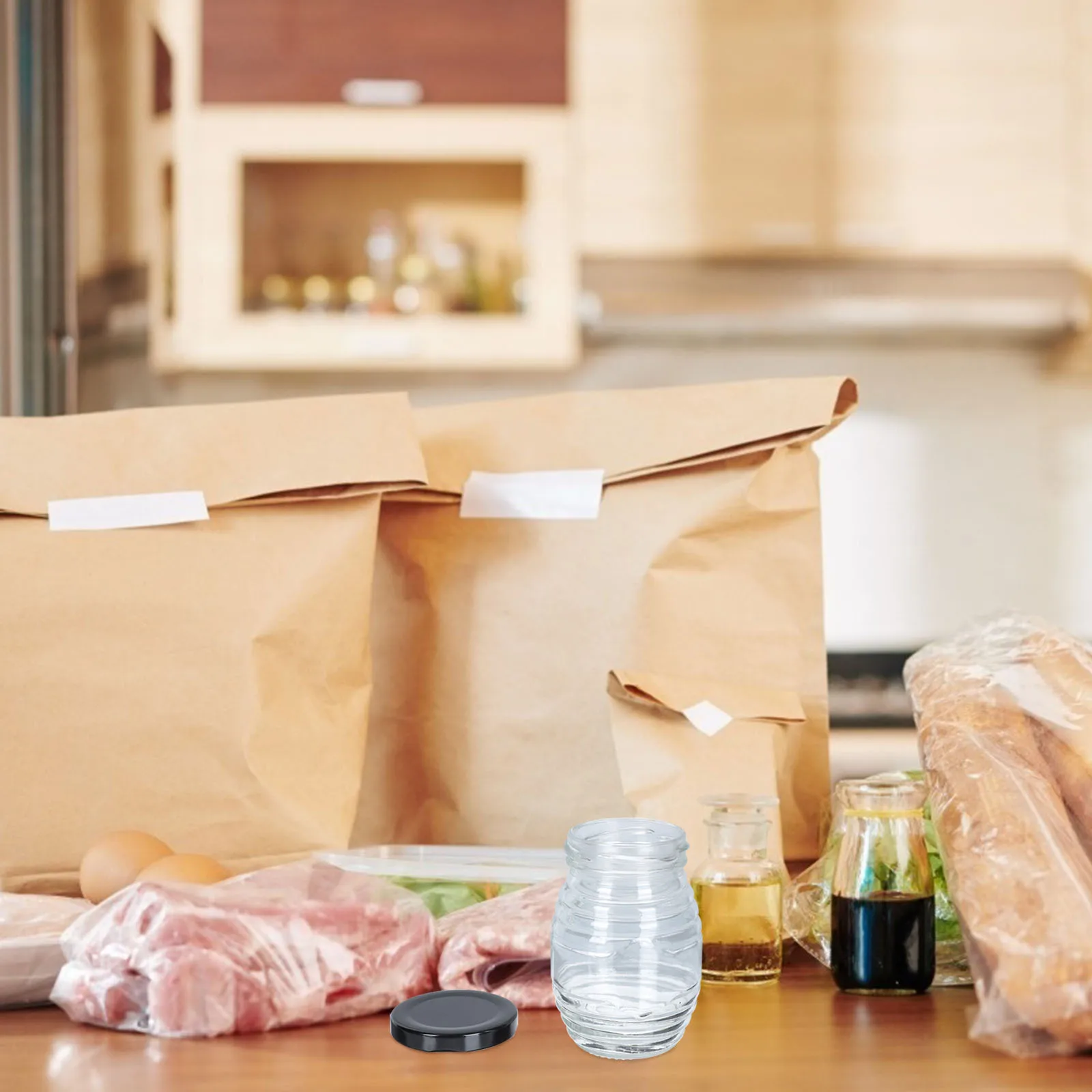 6 قطعة زجاجات تخزين الختم الزجاجي الشفاف مادة البورون العالية زجاجة ملولبة الجسم العملي صلصة بهار المطبخ