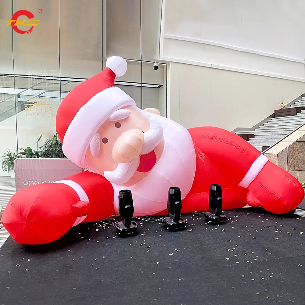 

Free Door Shipping Giant Inflatable Santa Claus Lie in Ground for Decoration Advertising