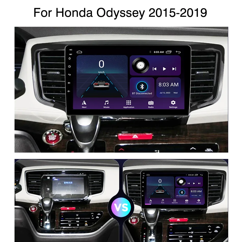 2DIN Android 15 Carplay Auto For Honda Odyssey 2015 2016 2017 2018 2019 Car Radio Multimedia Player GPS Navigation Stereo