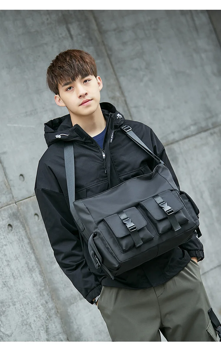 Large Capacity Waterproof Messenger Shoulder Bag Men Casual Crossbody School bag for Teenage Outdoor Black Travel Bags New bolso