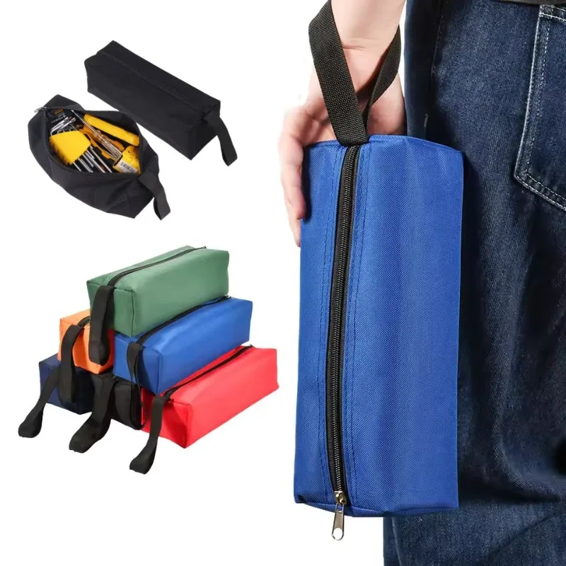 Hand Tool Bag Oxford Canvas Small Storage Tool Bag Screws Nails Drill Bit Metal Parts Organizer Bag Portable Zipper Pouch