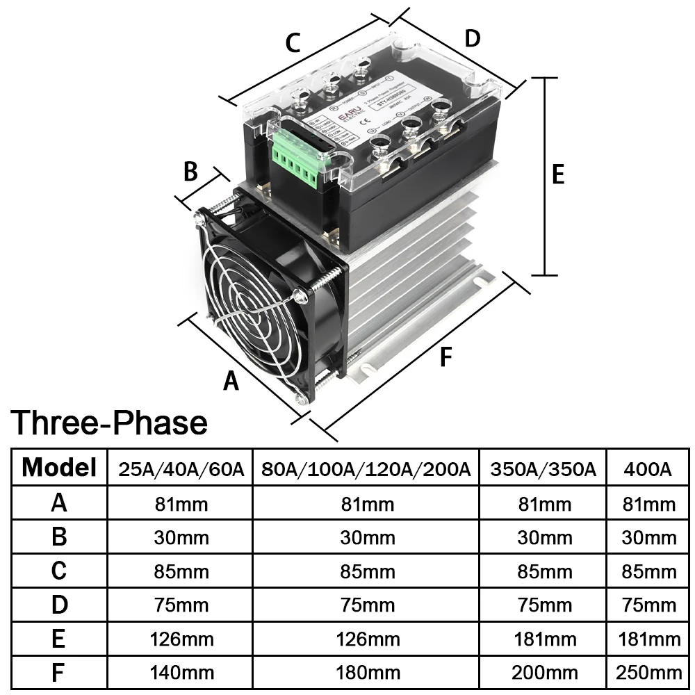 Three Phase AC 380V 25A-400A Voltage Regulating Module Power Regulator Thyristor Solid State Relay Dimming Potentiometer Control