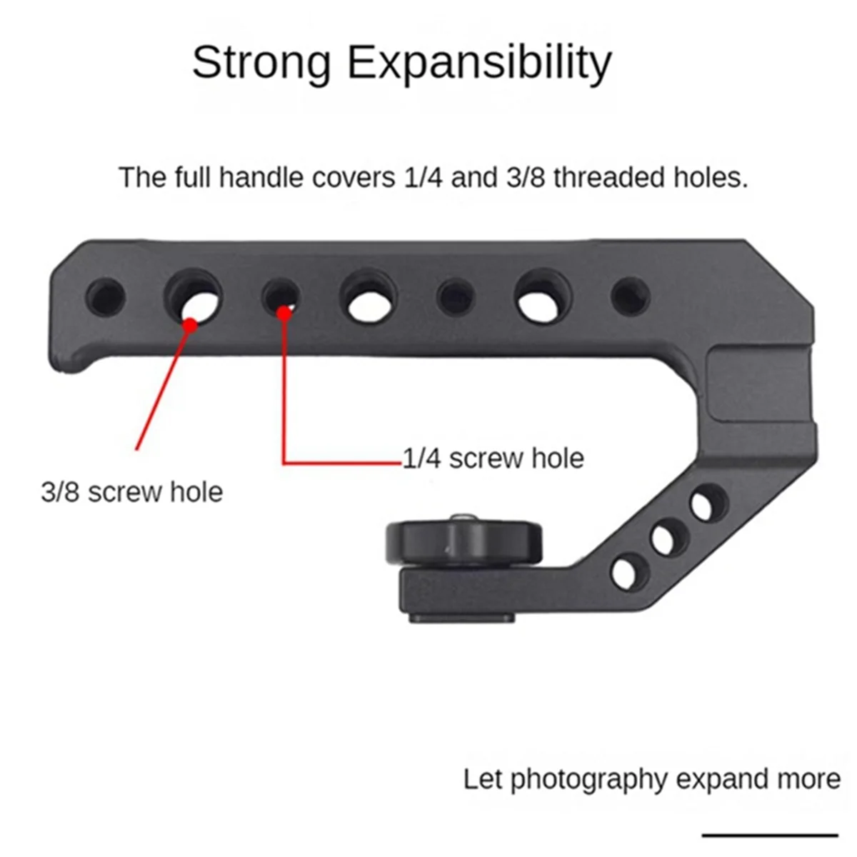 Y94A-Universal DSLR Camera Rig مقبض علوي 3 حامل محول الحذاء البارد لميكروفون بإضاءة LED مقبض معدني