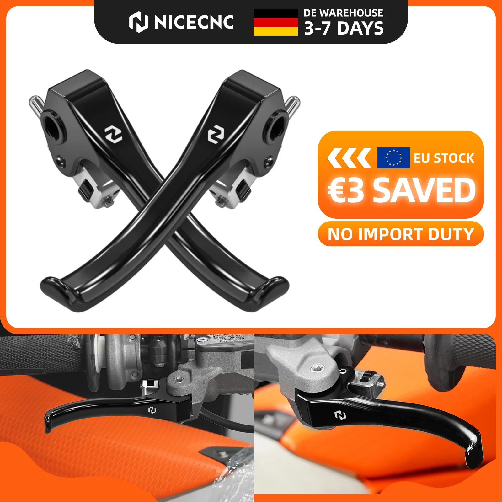 Image of (EU-Lager) NICECNC Für 2024 Husqvarna TE 300 TE 250 FE 450 350 TX300 2022-2024 GasGas EC 300 EC 250 2025 CNC Braktec Kurzer Kupplungshebel Bremshebel