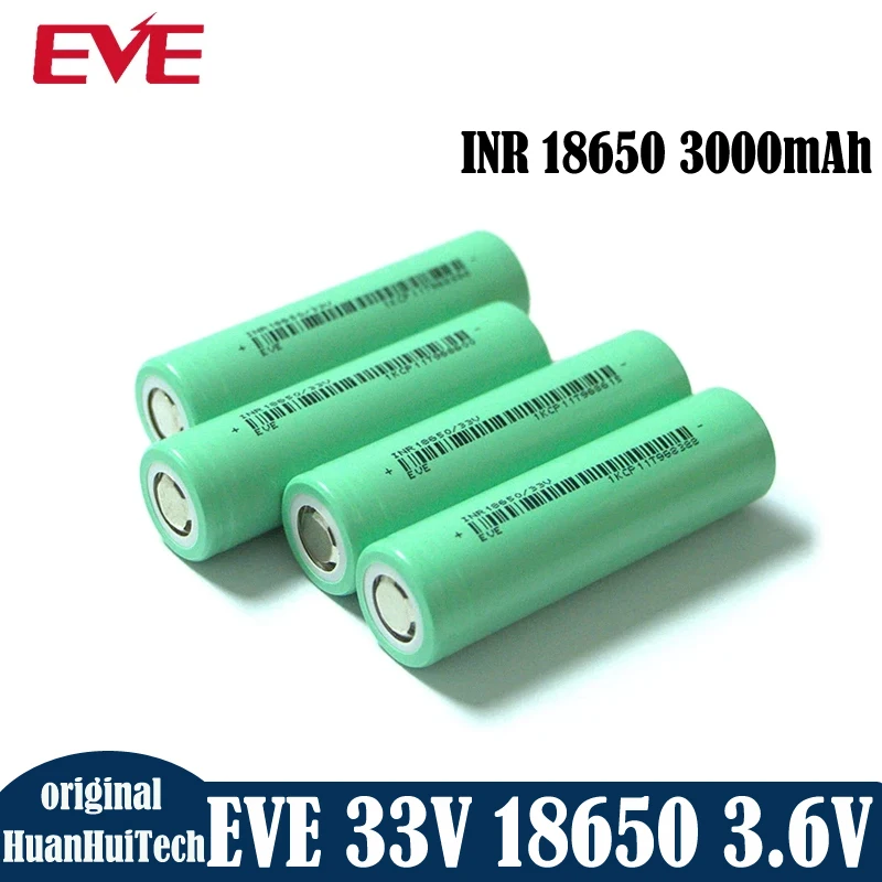 Original EVE 33V INR 18650 3000mah 3.6V 250WH Battery Rechargeable Cylindrical Lithium Ion Battery For Power Tool Lawn Mower