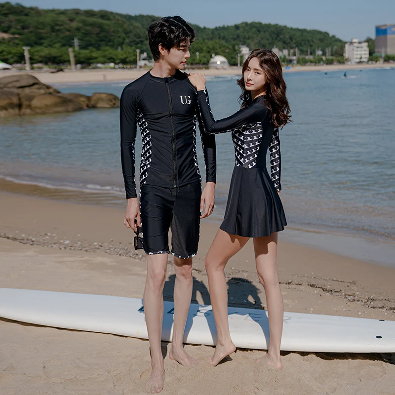 

Wisuwore Slim Fit and Slim Couple Sports Surfing Diving Suit Men's Korean Ins Wind Sunscreen Conservative Long Sleeve Swimwear