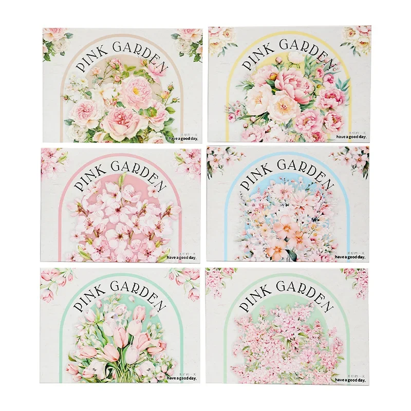 30Sheets pink flowers PET stickers pink makeup garden Wildflower Cherry Blossom material DIY Background pack Scrapbook 115*103mm