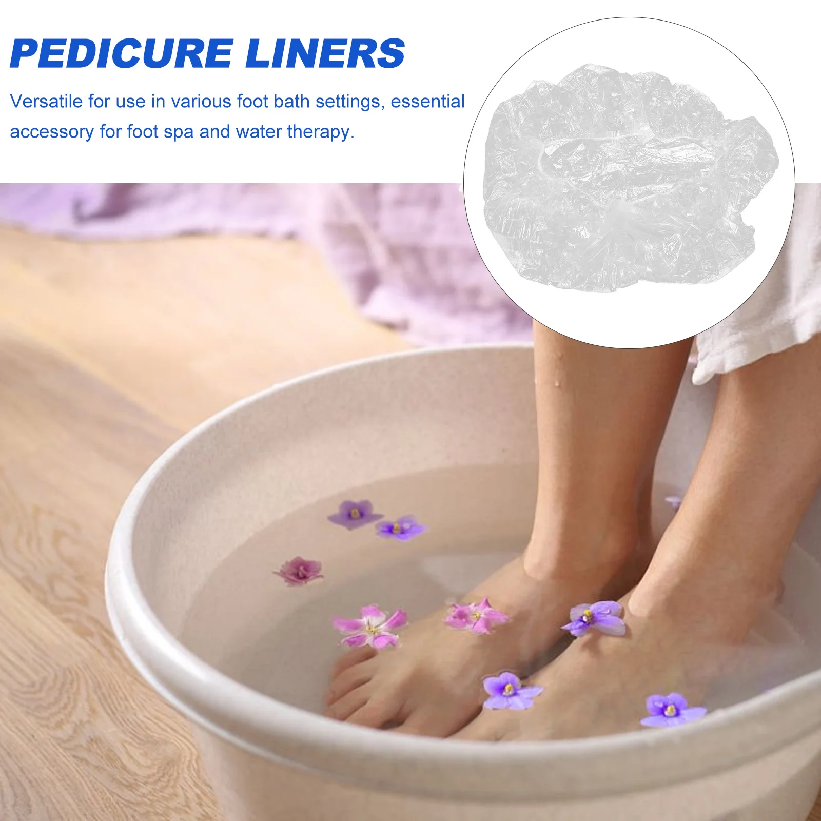 

100pcs Disposable Liners White Single Use Pedicure Bath Basin Bags Elastic Fit Water Therapy Accessories Foot Tub