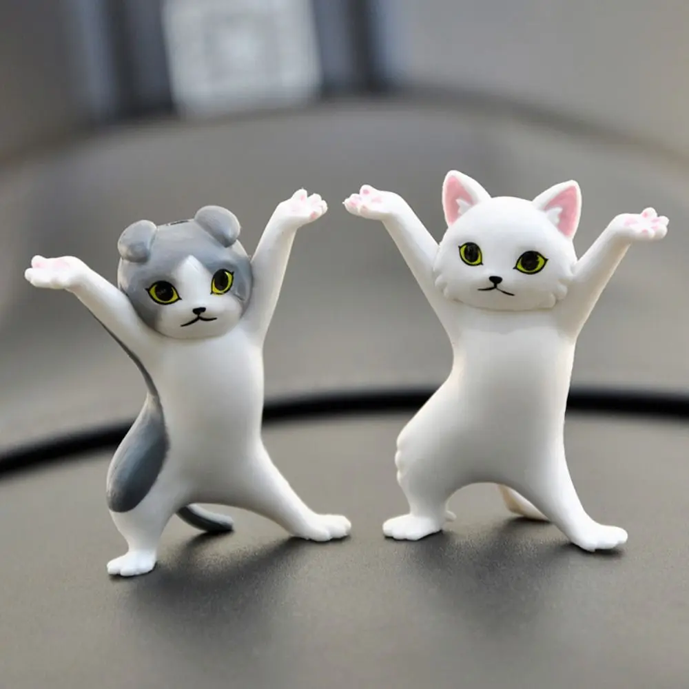 Funny Hand-made Cat Miniatures PVC Cartoon Cat Pen Holder Cute DIY Car Cat Ornaments Home Decor