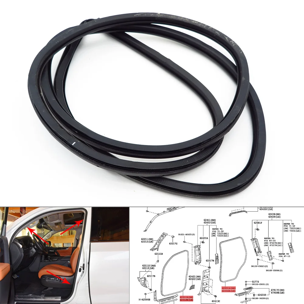 Left Right Door Edge Seal Waterproof Protector Rubber Strip For Toyota Land Cruiser 200 LC200 Lexus LX460 LX570 VDJ201 2007-2020