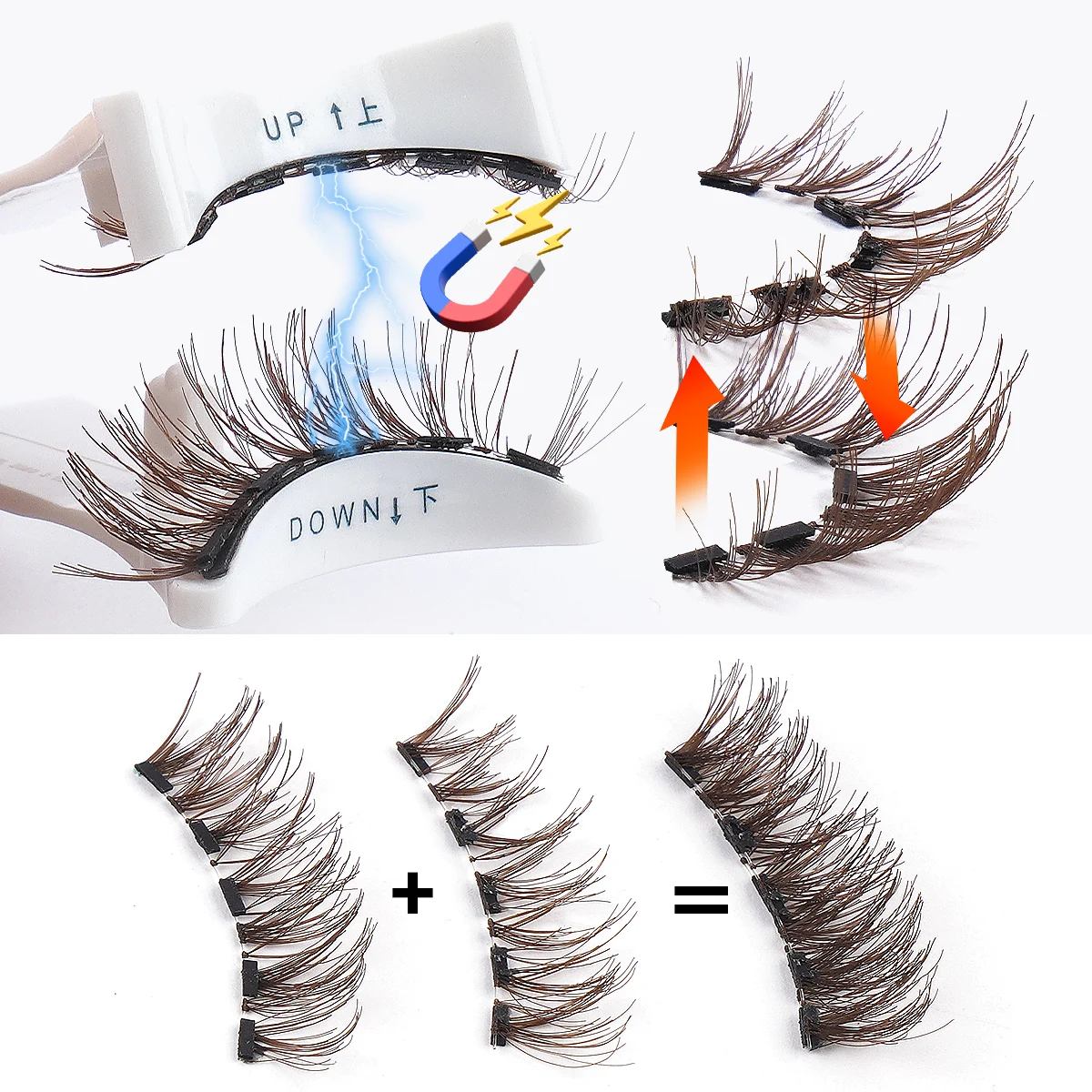 MAGEFY 2 Pairs Magnetic Eyelashes with Applicator Glue Free Daily Repeated Use Can be Adjusted at Any Time Easy for Beginners