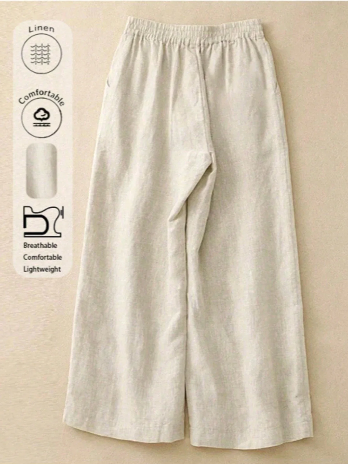 

Удобные свободные льняные брюки с широкими штанинами для женщин, для повседневной носки дома