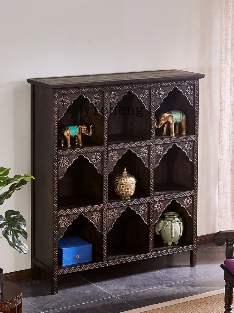 i10.9-Solid Wood Chinese Tea Shelf Hallway Tea Room Shelf Leaf Display Cabinet