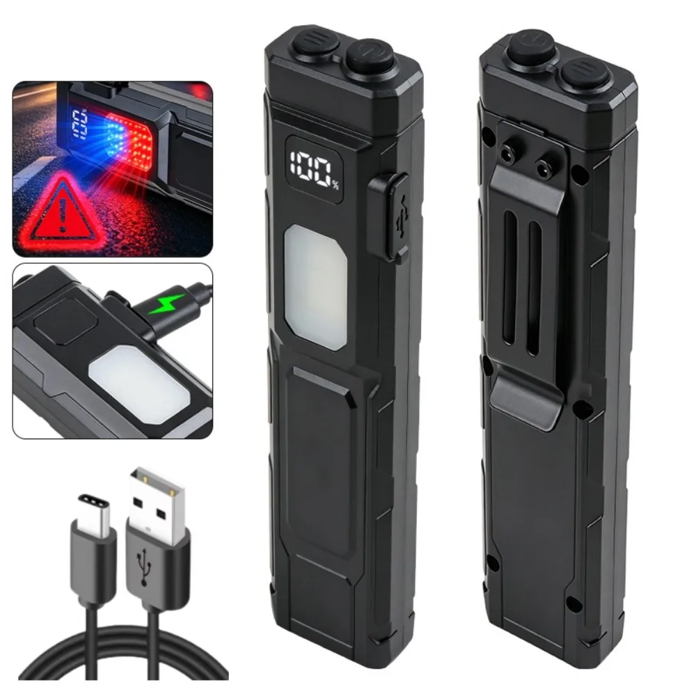 New COB‑LED Flashlight with Pen Clip EDC Strong Light Torch Long Runtime Pocket Light for Outdoor Camping Hiking Emergency Use