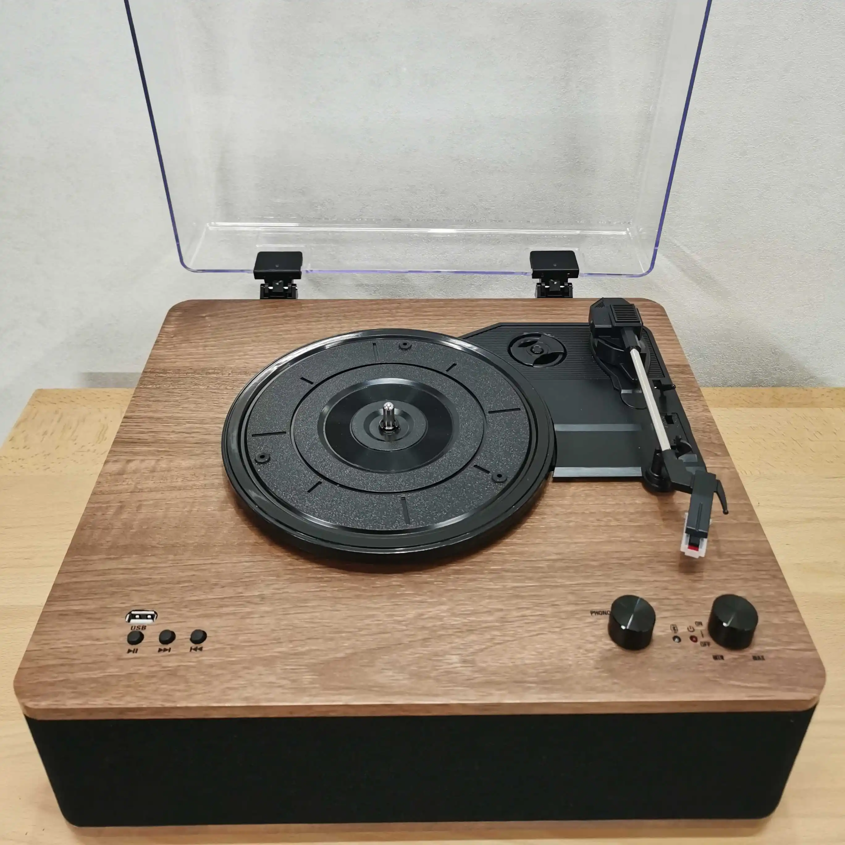 New Retro Home Radio Turntable Phonograph Player Stereo Receiver Line Vinyl Record Player Internet Radio Access MDF
