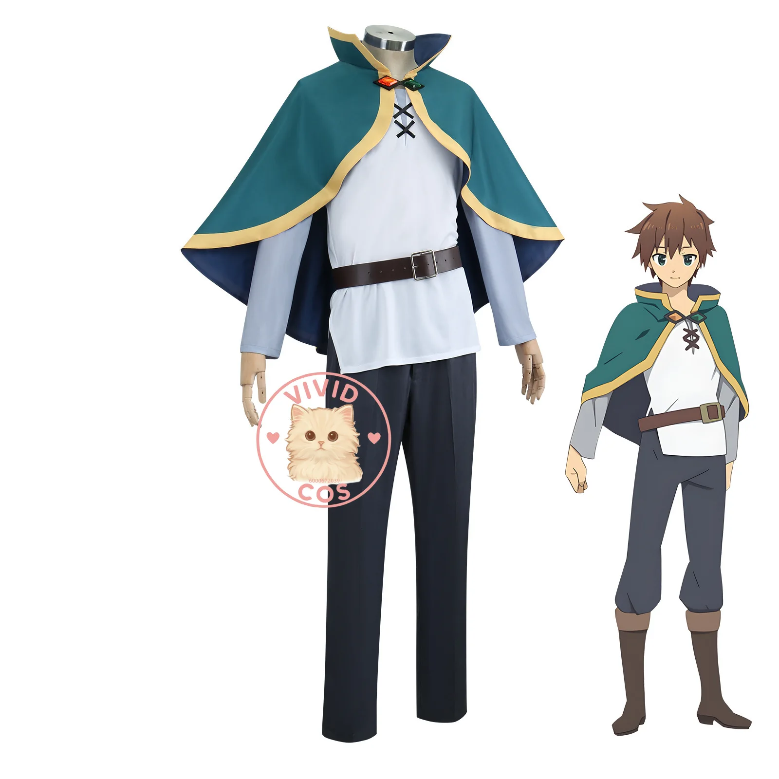 KonoSuba: Boże Błogosławieństwo na Ten Wspaniały Świat Kazuma Satou Halloweenowy Kostium Cosplay Kompletny Zestaw Strój do Odgrywania Ról