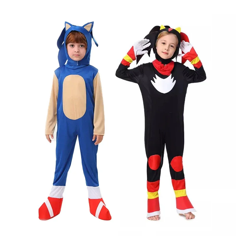 

Косплей Костюм Детский комбинезон Аниме Молния Скорость Костюм ежа с белыми перчатками Подарок Детский костюм животного
