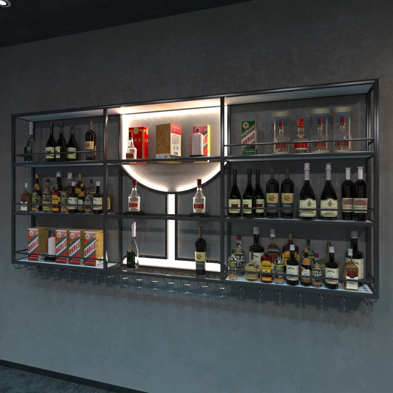 

Bar wall wine rack wall hanging beer white wine cabinet luminous commercial