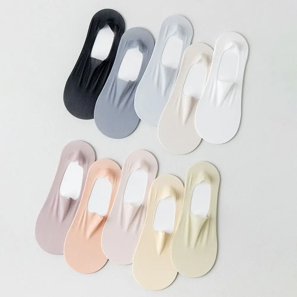 

1 Pair Thin Breathable Boat Socks Traceless Shallow Mouth Invisible Short Sock Non-slip Solid Color Ankle Socks for Women Girls