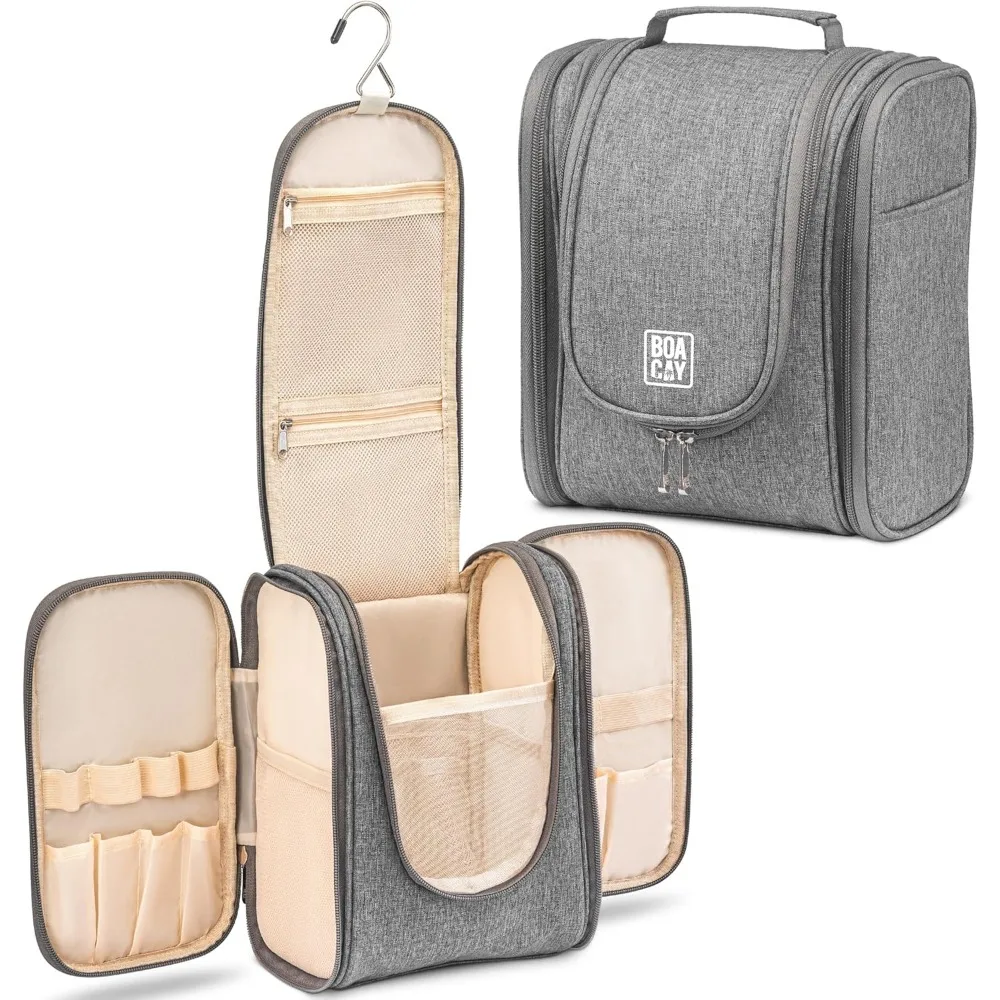 BOACAY Hanging Travel Toiletry Bag for Women and Men, Makeup Bag, Bathroom & Shower Organizer Kit for Accessories, Cosmetics, Tr