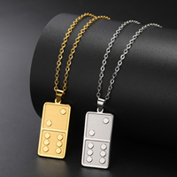 Wholesale Dominoes Card Pendant Necklace Stainless Steel Dominoes Charms Perfect Gift for Kids
