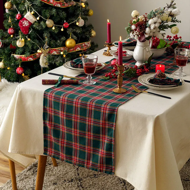 Weihnachten rot und grün Polyester karierte Tischdecke, Esstisch karierte Tischdecke, Bauernhaus Ingwer Schinken Home Dekoration