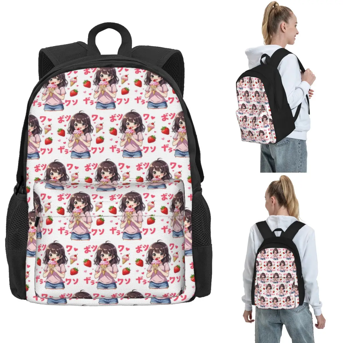 Girl With Ice Cream Backpack Hot Sale Daypack Large Capacity Kids BookBag School Bag Shoulder Bags for Men Women