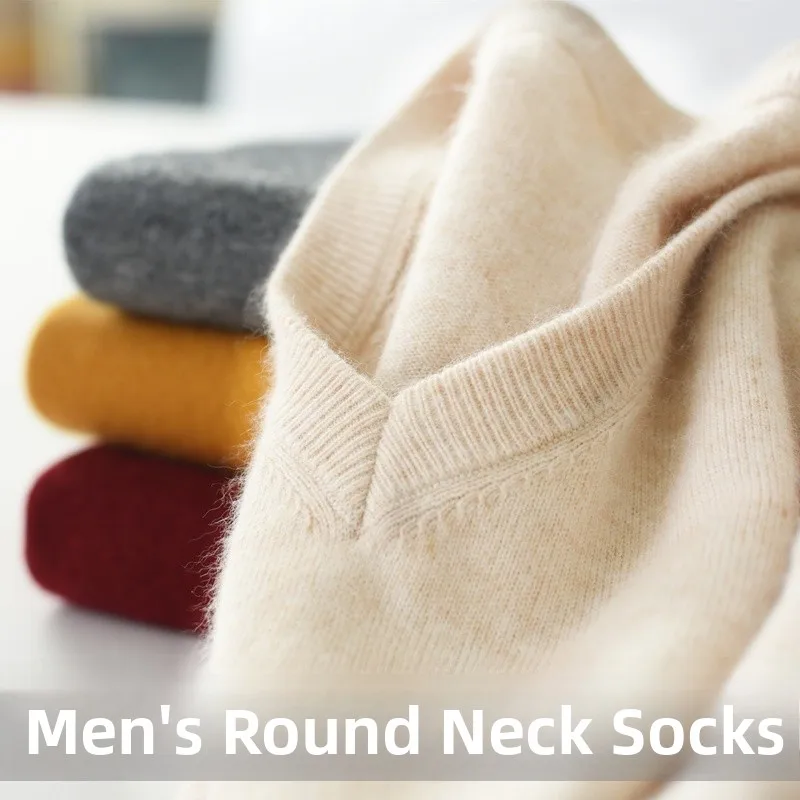 

Classic Men's round Ne Knitted Wool Sweater Loose Thiened Winter Faion Casual Large Size Base irt V-Ne Sweater